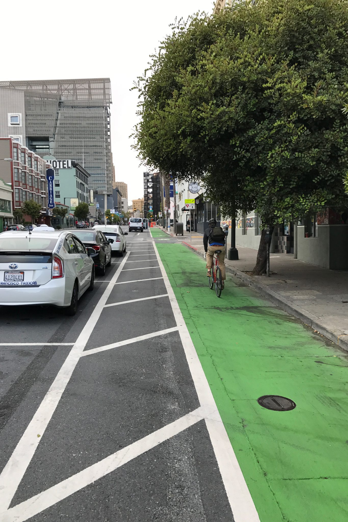 Parking Protected Bike Lane in San Francisco