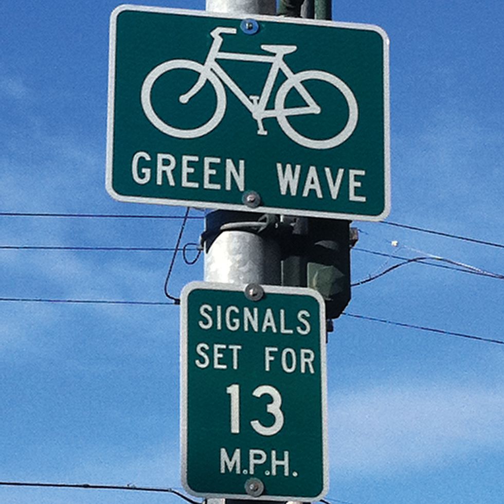 Bicycle Green Wave Sign