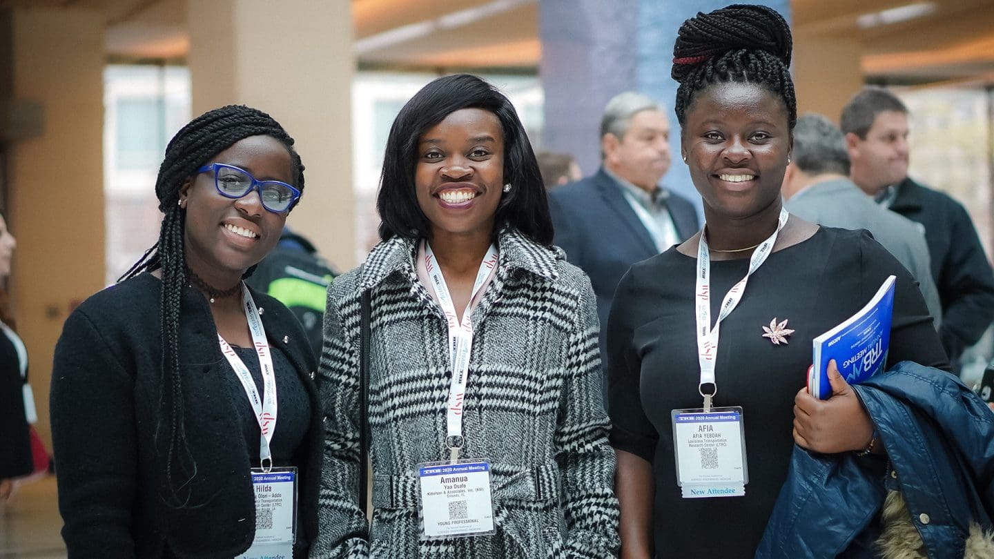 Kittelson's Amanua Osafa and student friends at TRB 2020
