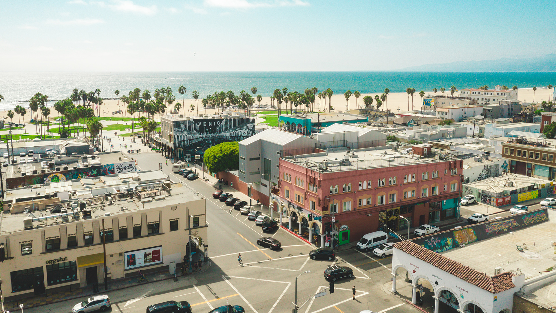 Aerial view of California town