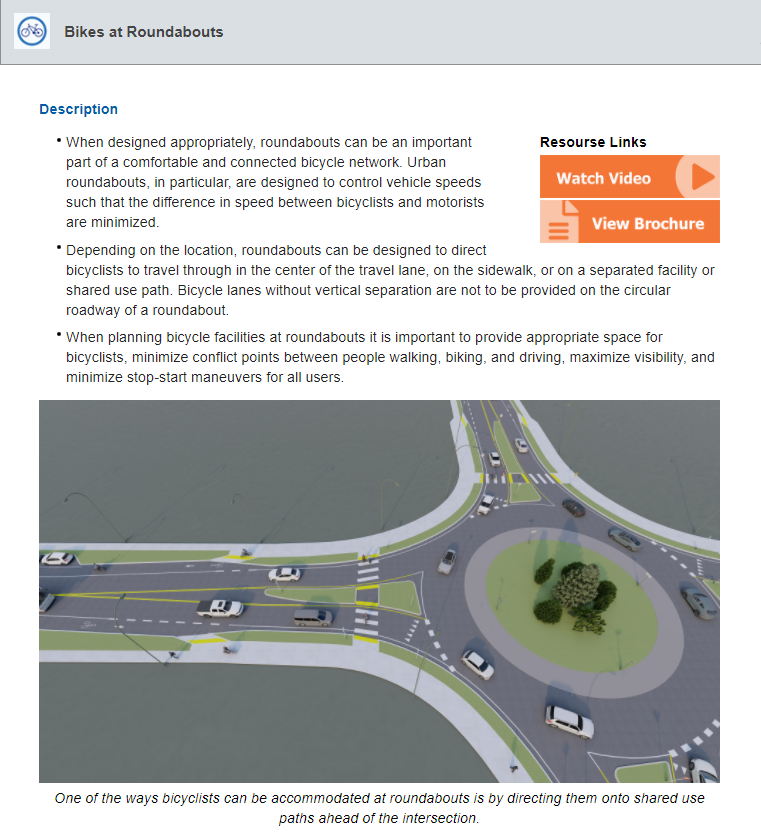 Screenshot of VDOT Pedestrian and Bicycle Treatments Website
