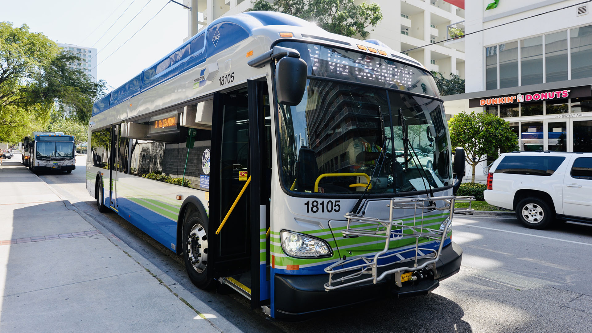 Bus at bus stop in Miami