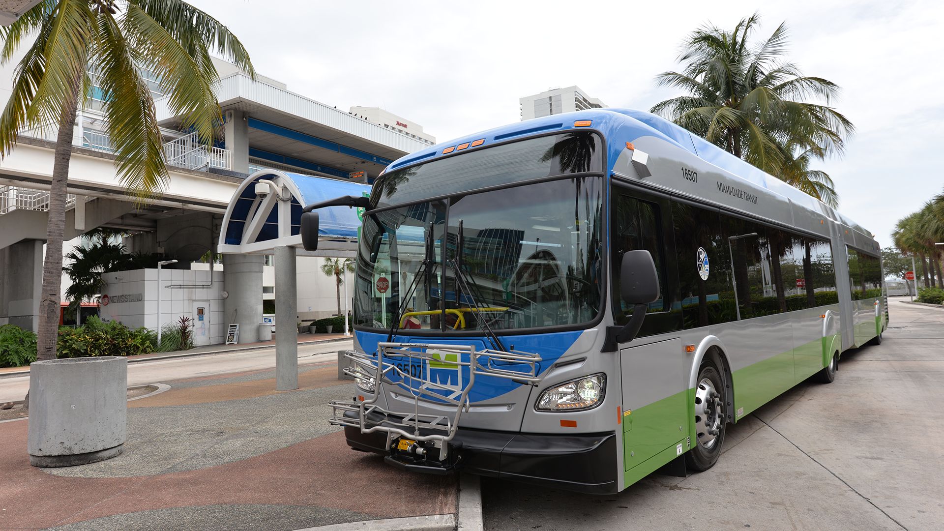 Bus at bus stop in Miami