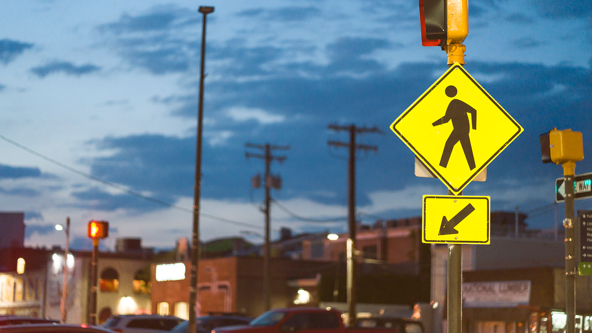 Pedestrian Crossing Sign at Night