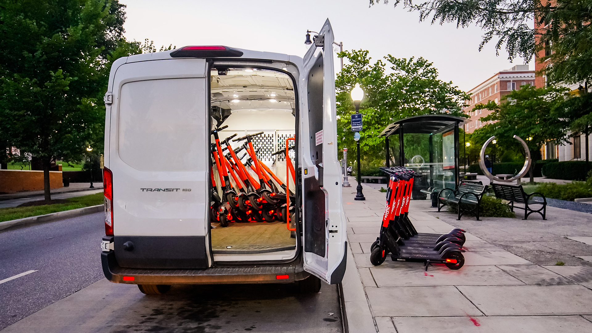 Truck picks up e-scooters in Baltimore