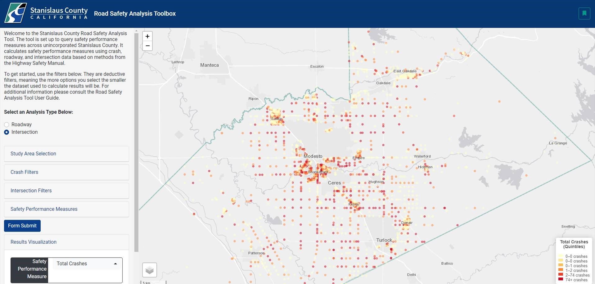 Stanislaus County Safety Screening Web Map Application