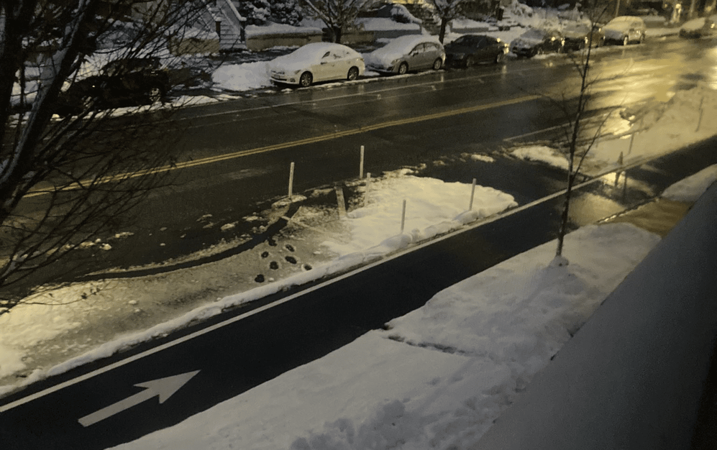 Cleared bike lane in the snow