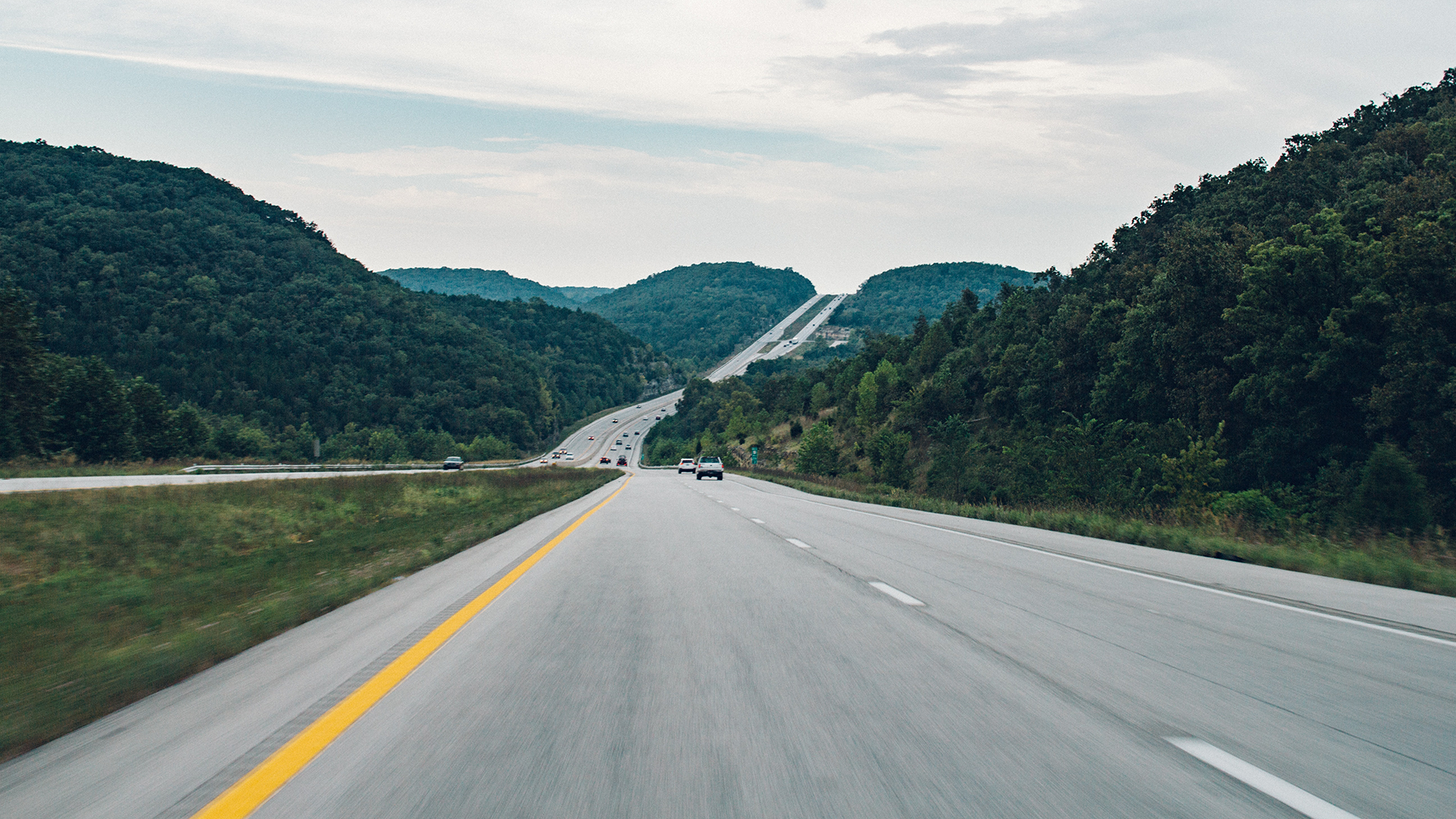 Highway in rolling hills