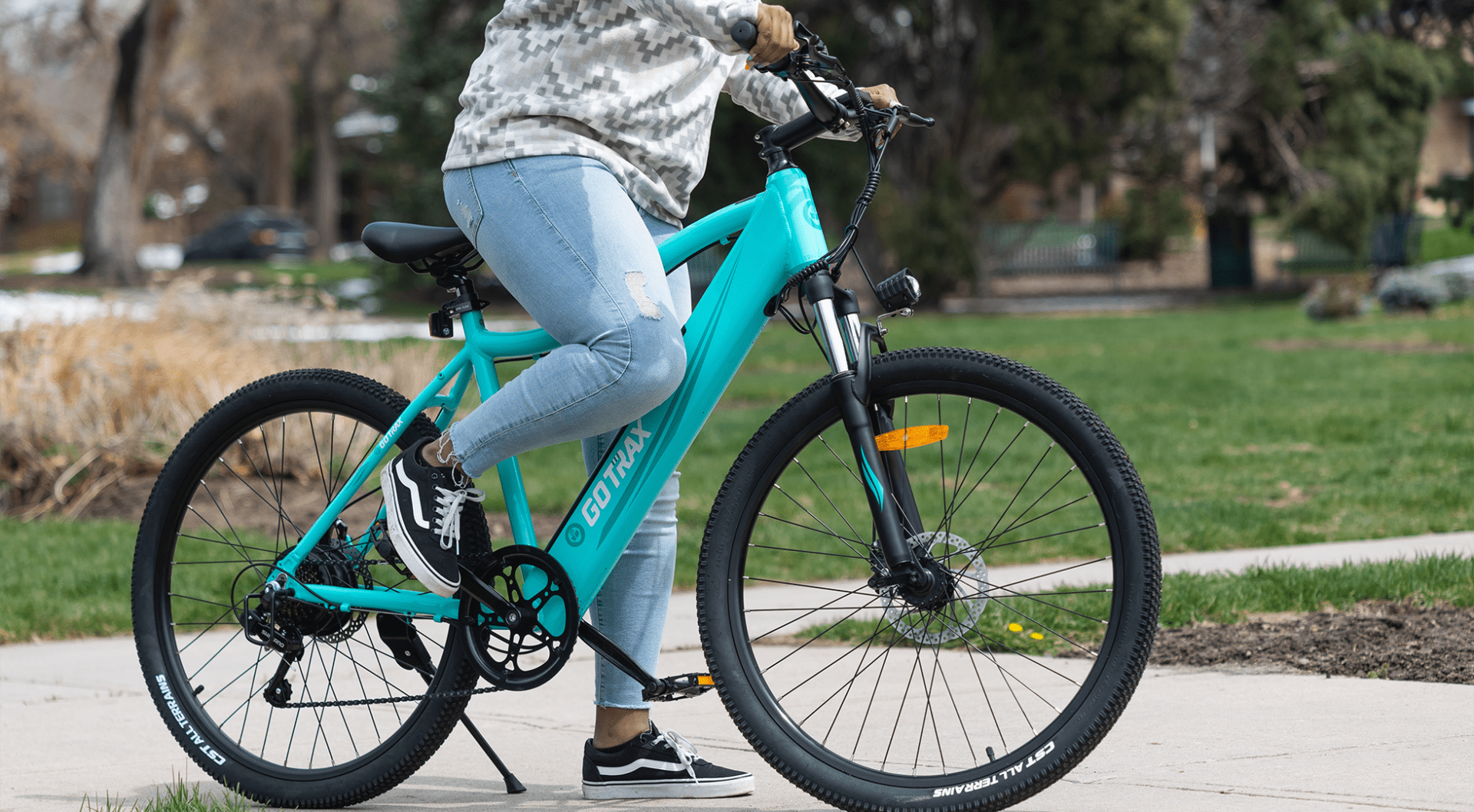 person riding an e-bike