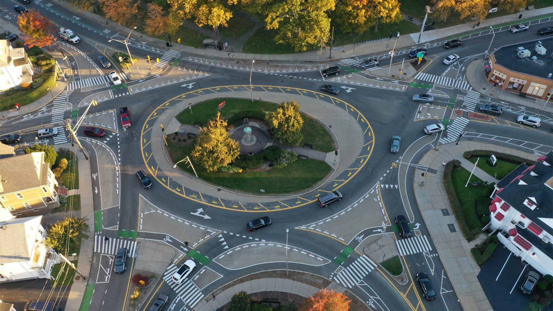 Aerial view of roundabout