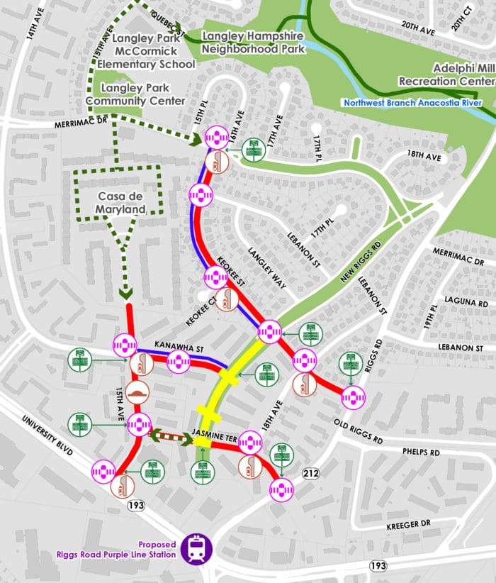 Map for improvements to Langley Park Neighborways