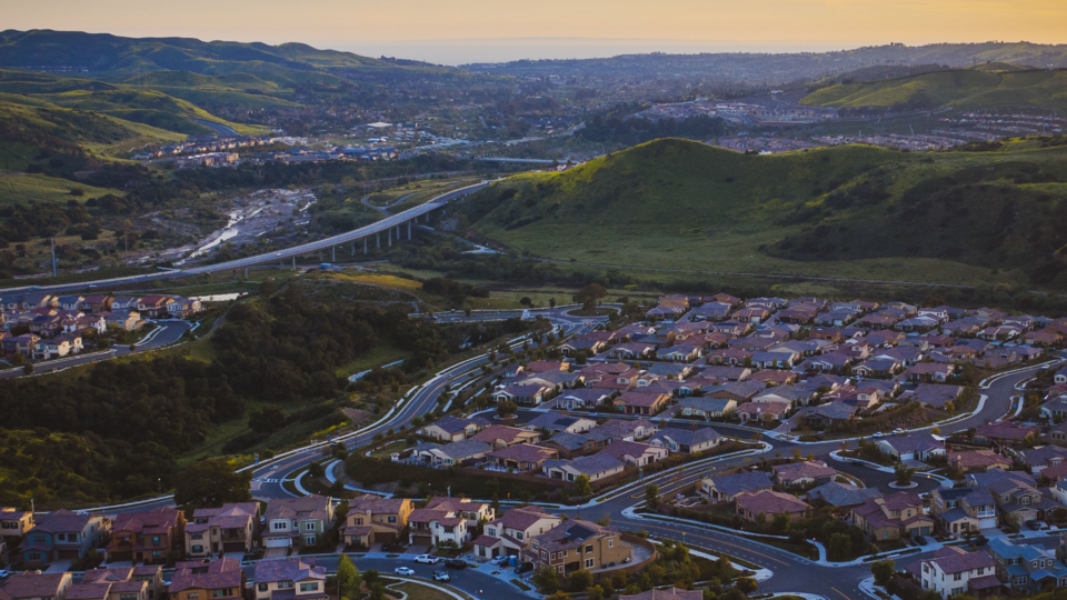 Aerial view of Orange County suburb