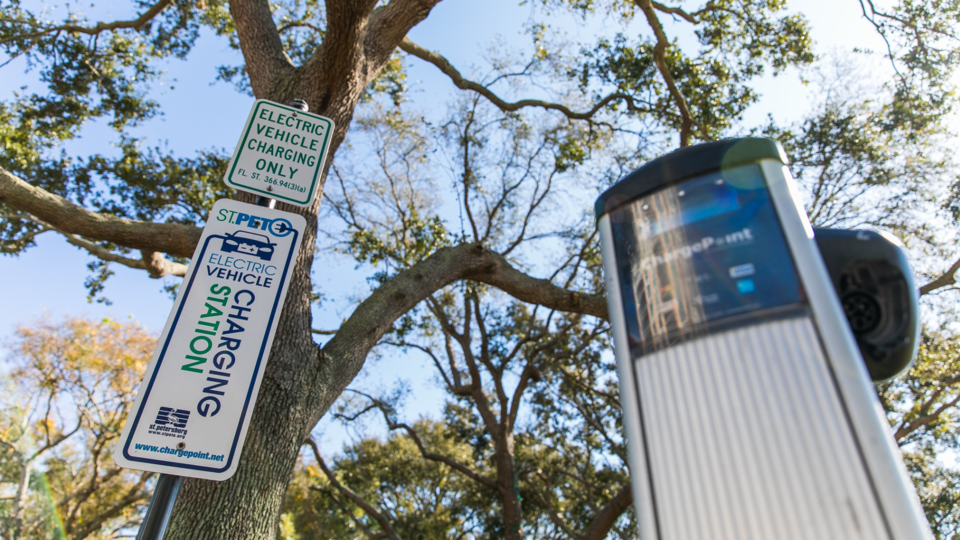 Electric vehicle charging station in St. Petersburg, Florida