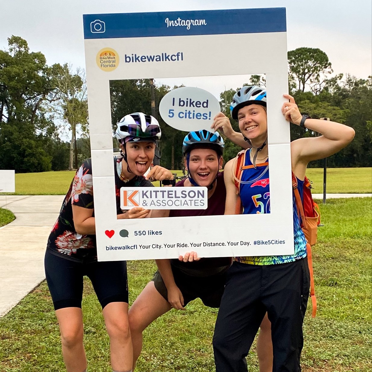 Group of Kittelson staff at a bicycling event