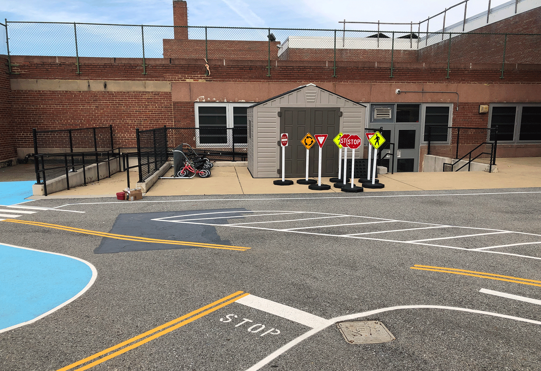 Traffic garden with road signs