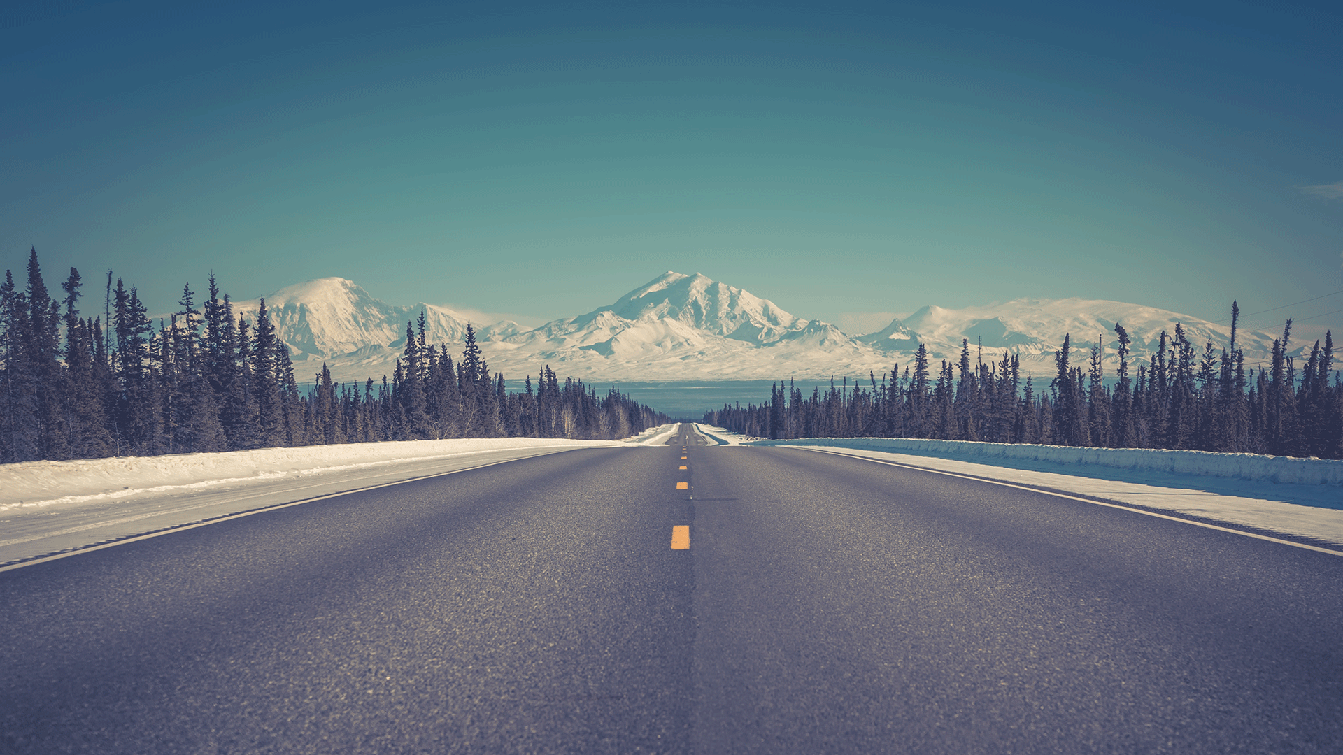 Snowy road in Alaska