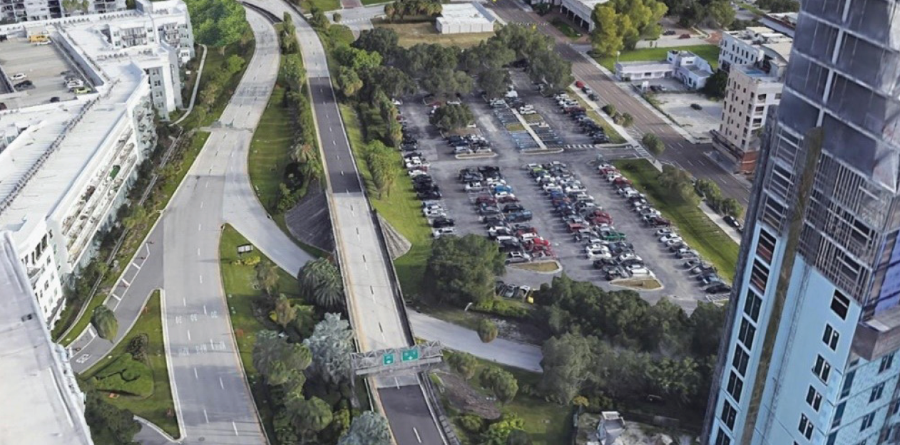 Aerial view of ramp spur on Ashley Drive