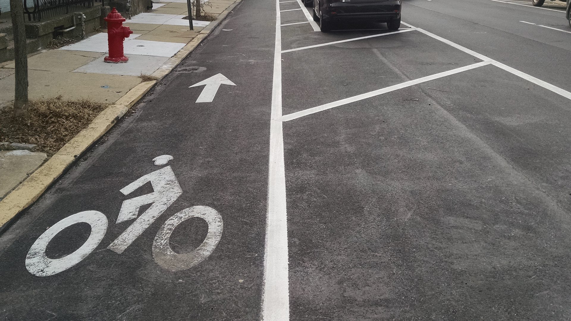 Walnut Street Bike Lane in Lancaster, PA