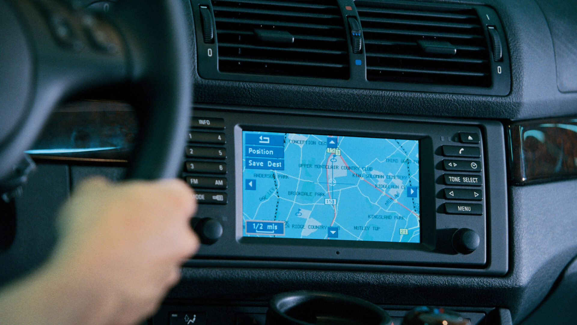 Interior of car with global positioning system