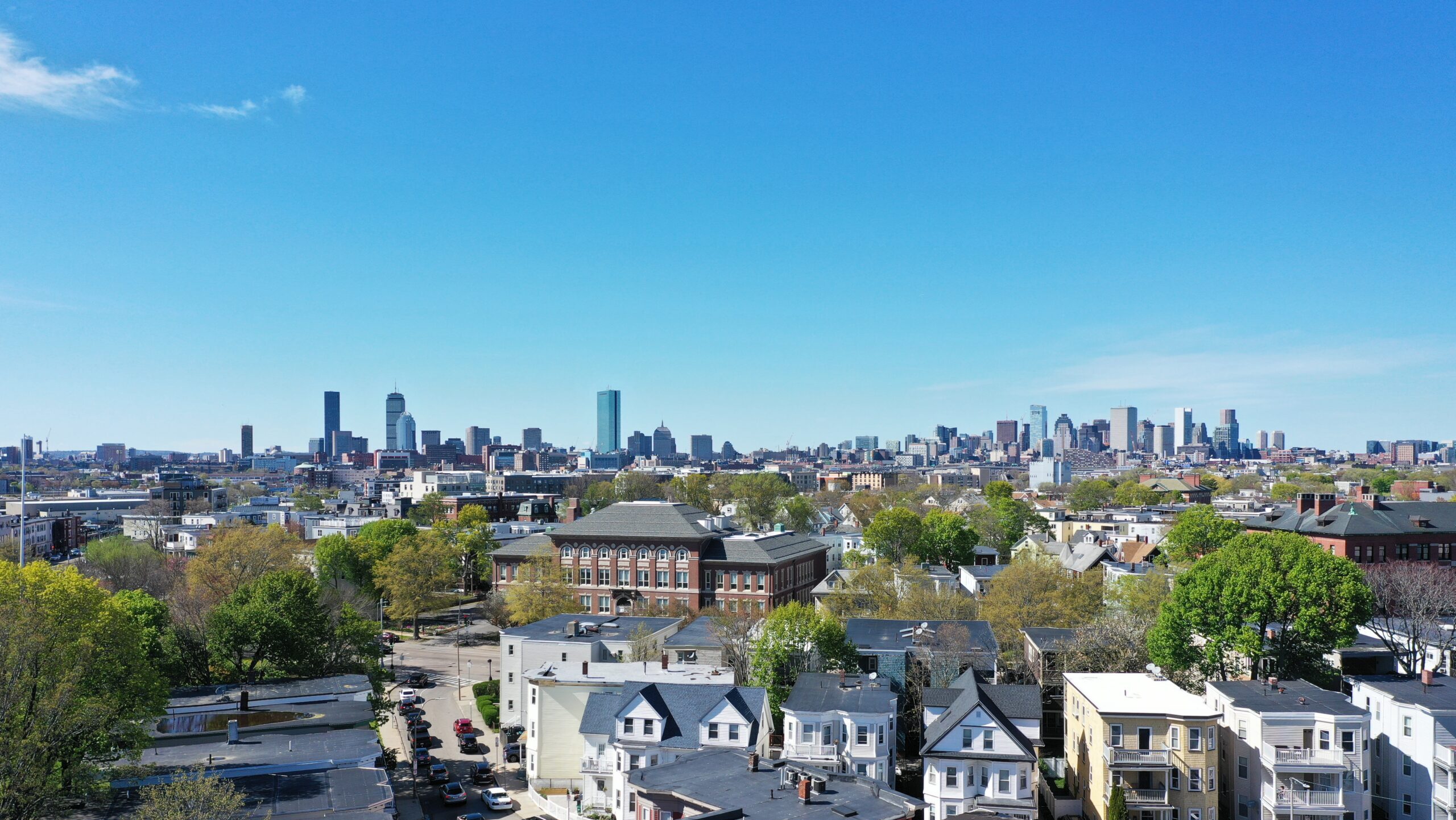 Aerial footage of Boston skyline.