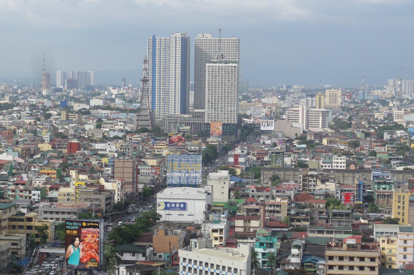 An aerial view of Manila, Philippines. The city is densely populated.