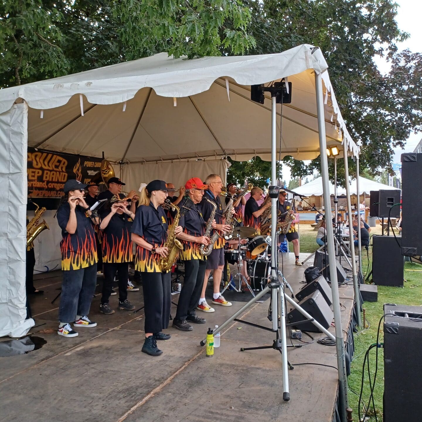 a pep band playing at an event